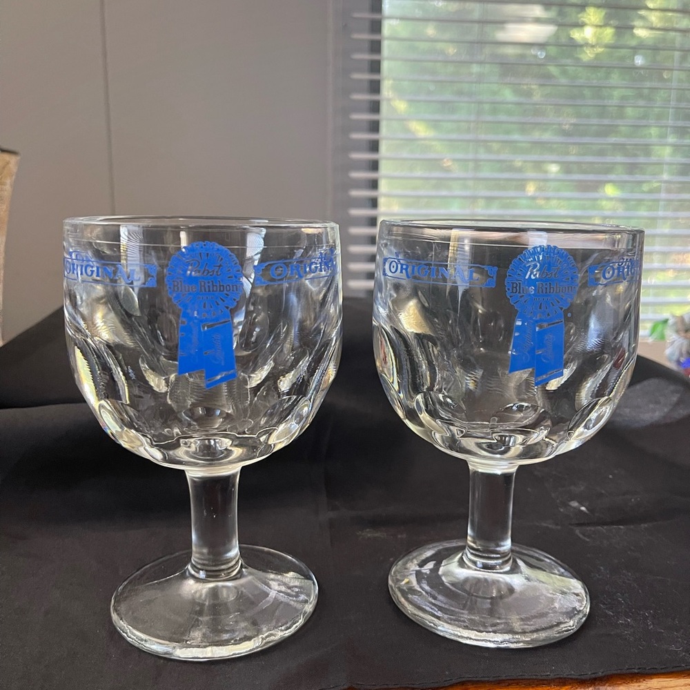 Pabst Blue Ribbon Vintage Goblet heavy Glass